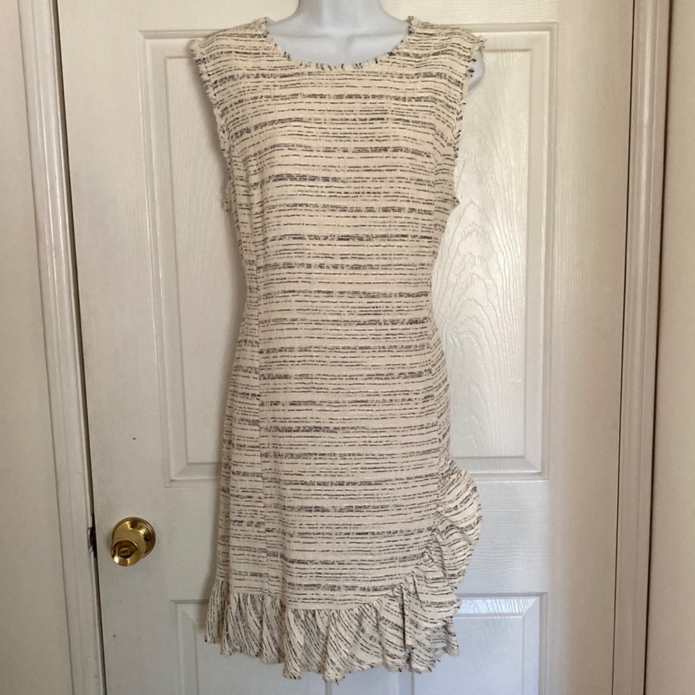 Elegant Tailored Rebecca Taylor Cream Dress Fully-lined Boucle 14